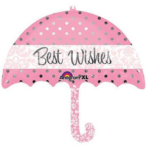 Best Wishes Umbrella Supershape Foil Balloon Balloons & Streamers - Party Centre