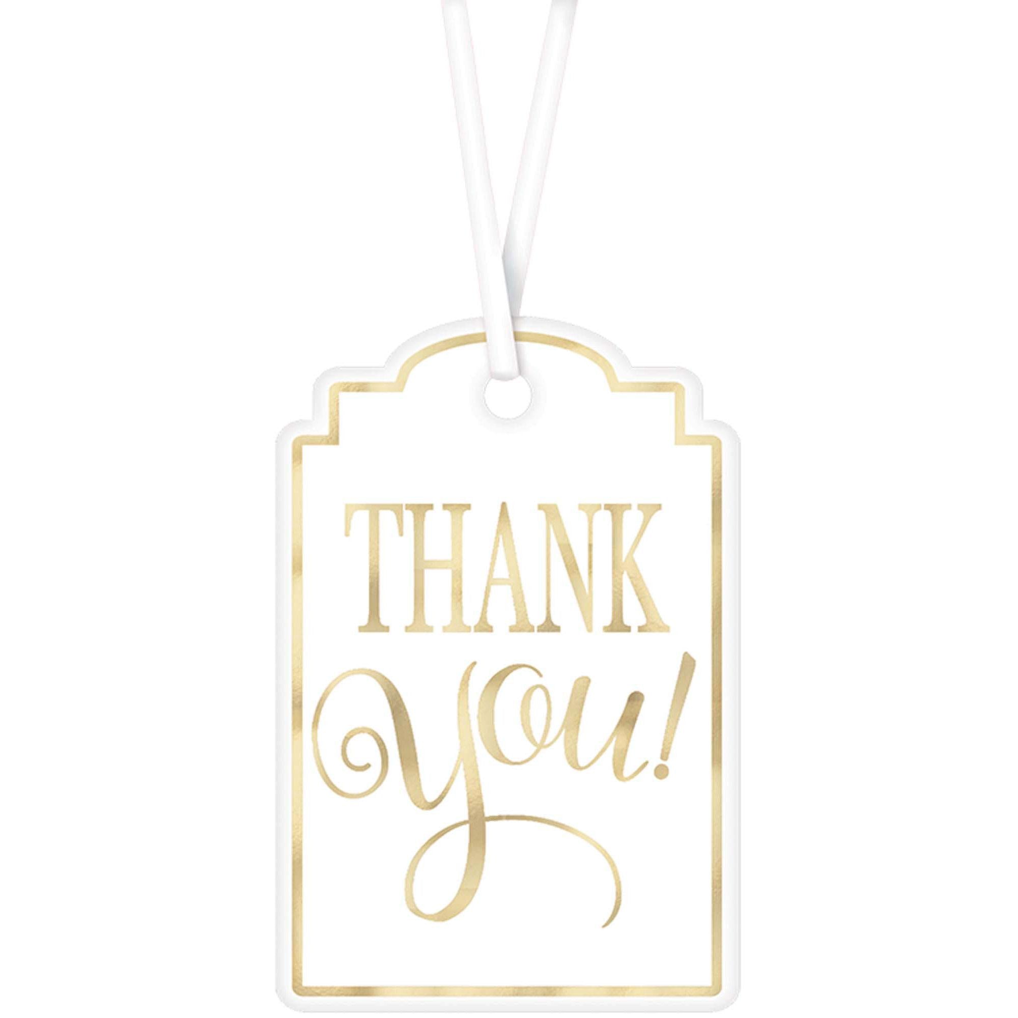 Thank You White Printed Tags 25pcs Favours - Party Centre
