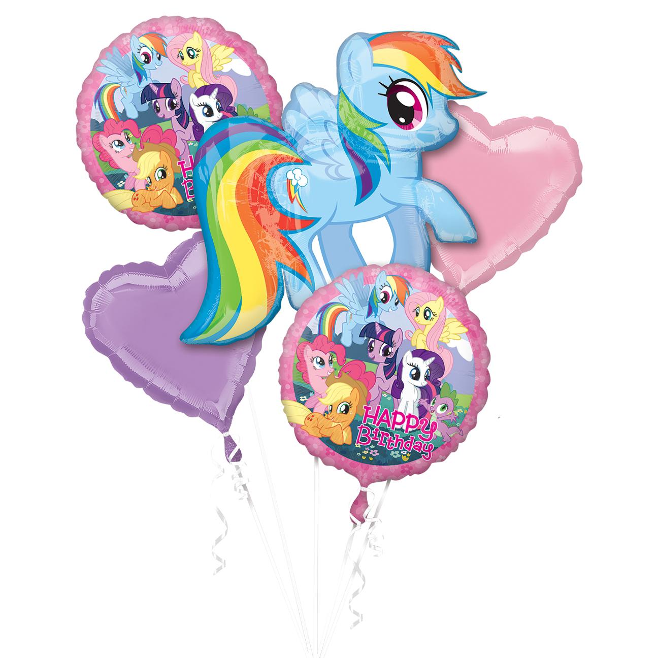 My Little Pony Birthday Balloon Bouquet 5ct Balloons & Streamers - Party Centre