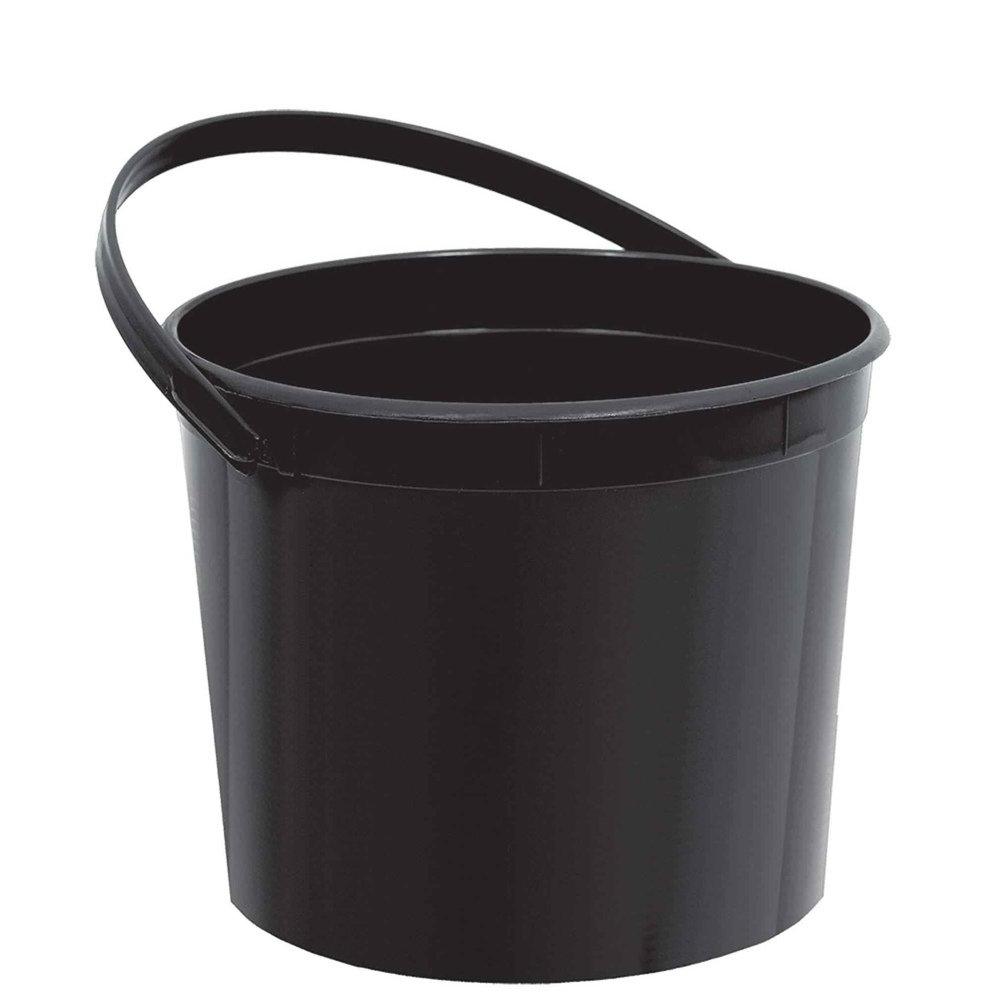Jet Black Plastic Bucket With Handle Favours - Party Centre