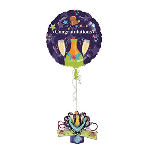Pop-Up Congrats Champagne Foil 18in Balloons & Streamers - Party Centre