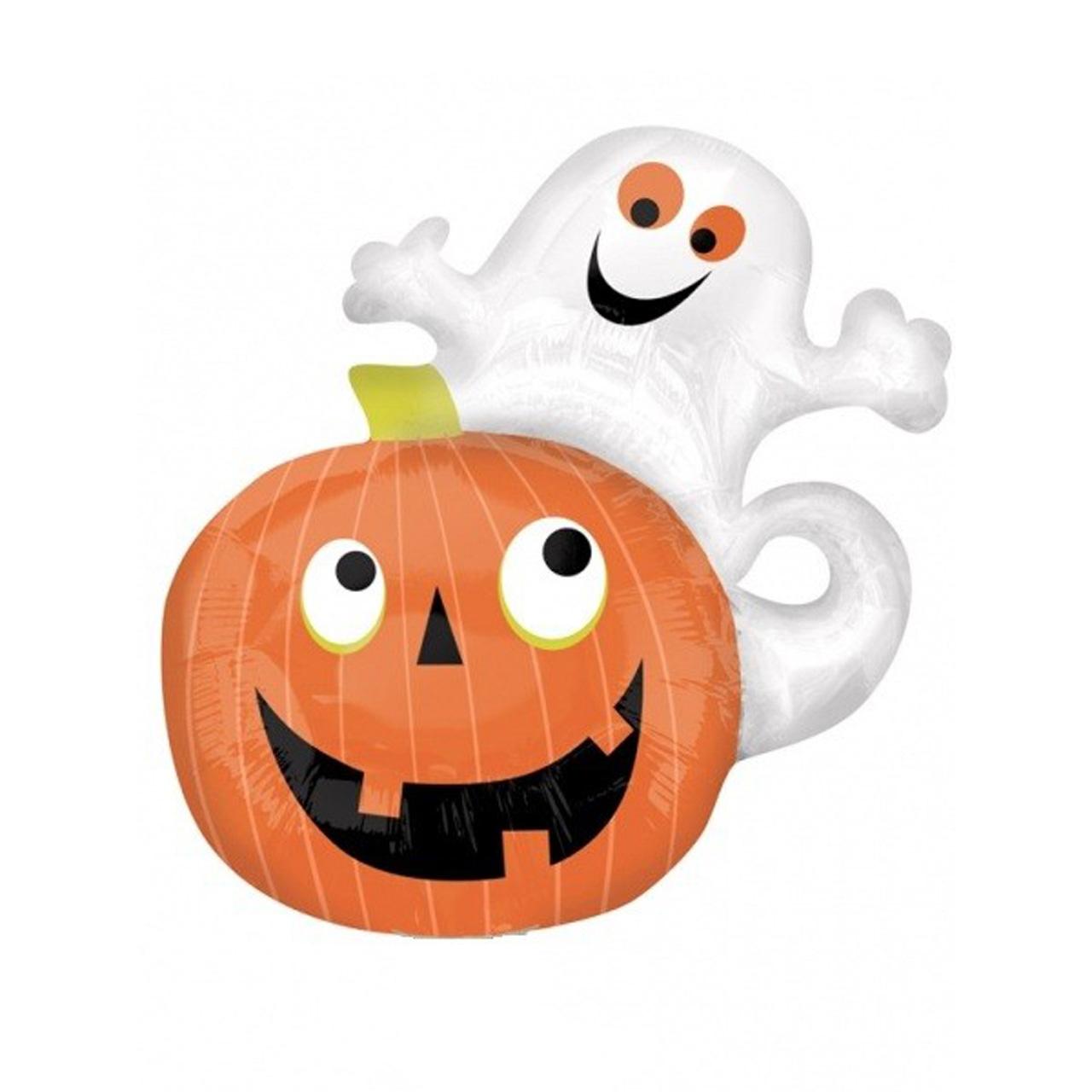 Ghost On Pumpkin Supershape Balloon Balloons & Streamers - Party Centre