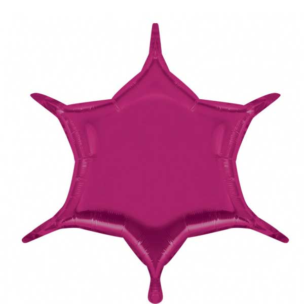 Fuchsia 6-Point Star Balloon 22in Balloons & Streamers - Party Centre