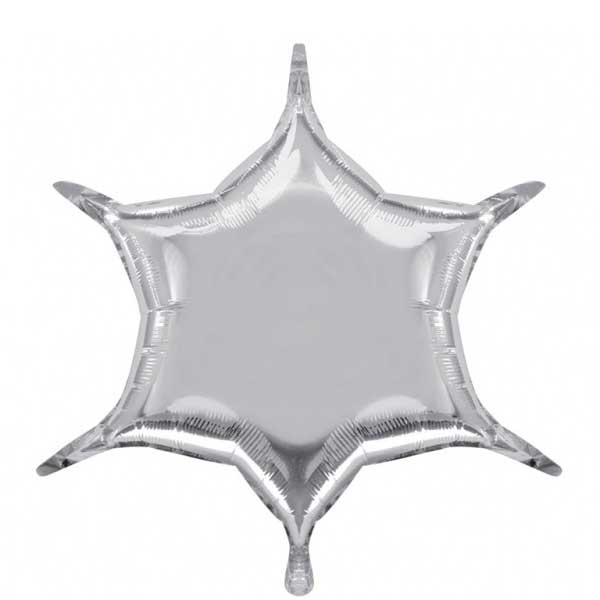 Silver 6-Point Star Balloon 22in Balloons & Streamers - Party Centre