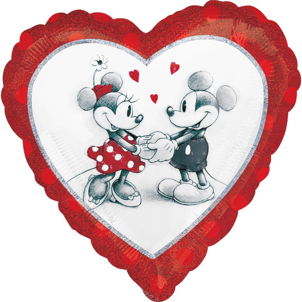 Mickey & Minnie Love Holographic Foil Balloon 18in Balloons & Streamers - Party Centre