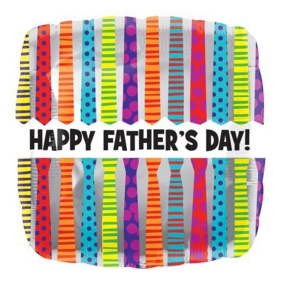 Happy Fathers Day Tie Patterns Square Balloon 18in Balloons & Streamers - Party Centre