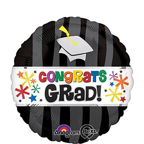 Congrats Grad Wavy Bursts Jumbo Balloon 28in Balloons & Streamers - Party Centre