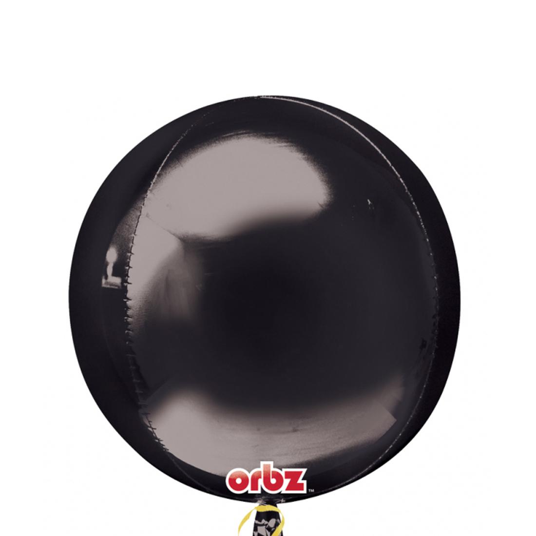 Black Orbz Foil Balloon 38x40cm Balloons & Streamers - Party Centre