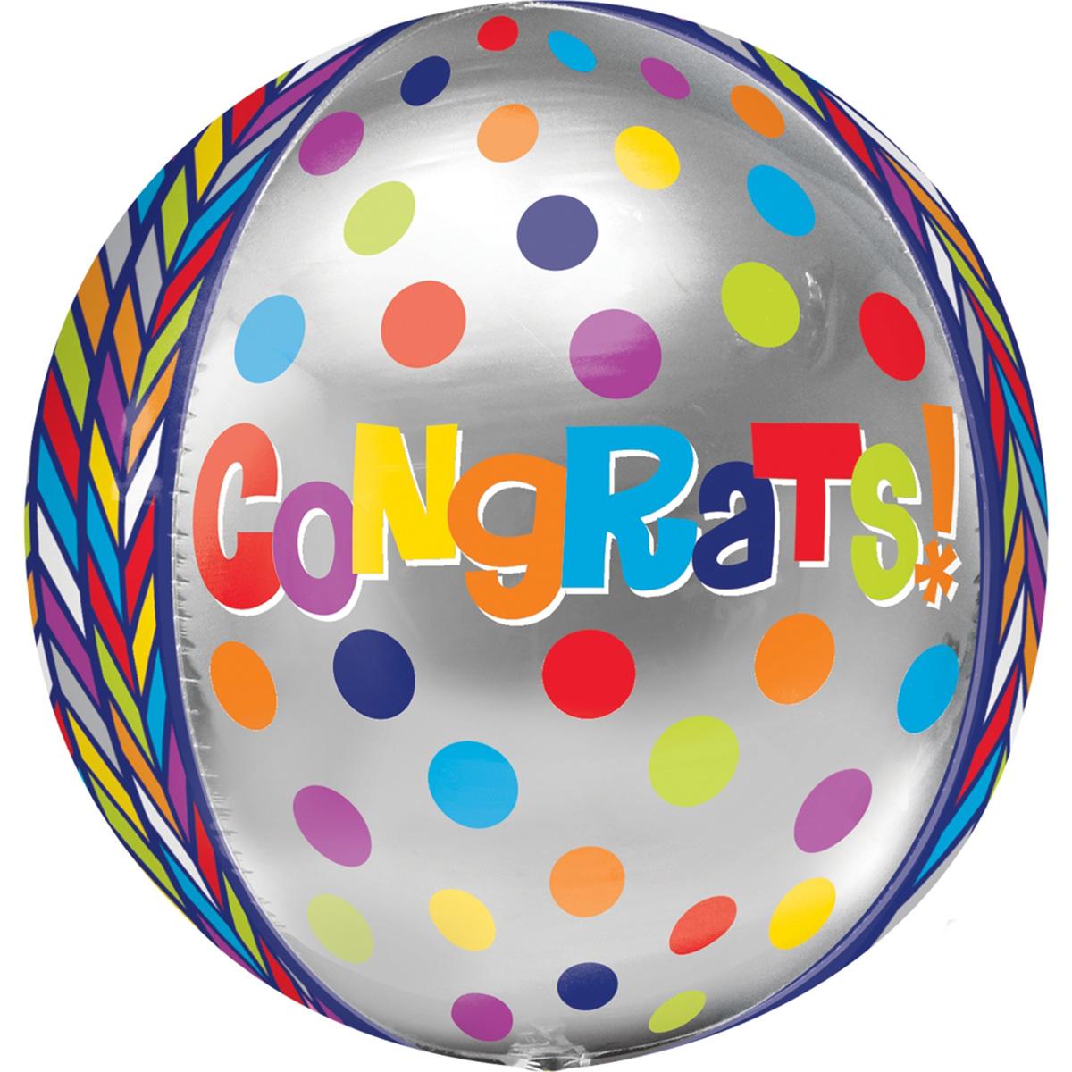 Dotty Geometric Congrats Orbz Balloon 38x40cm Balloons & Streamers - Party Centre
