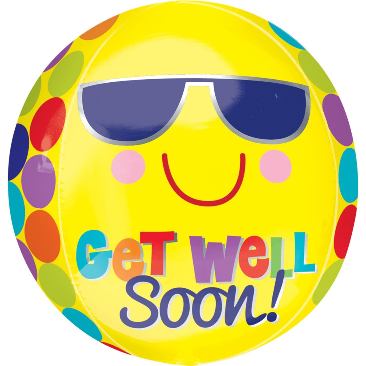 Bright Sunny Get Well Soon Orbz Balloon 38x40cm Balloons & Streamers - Party Centre