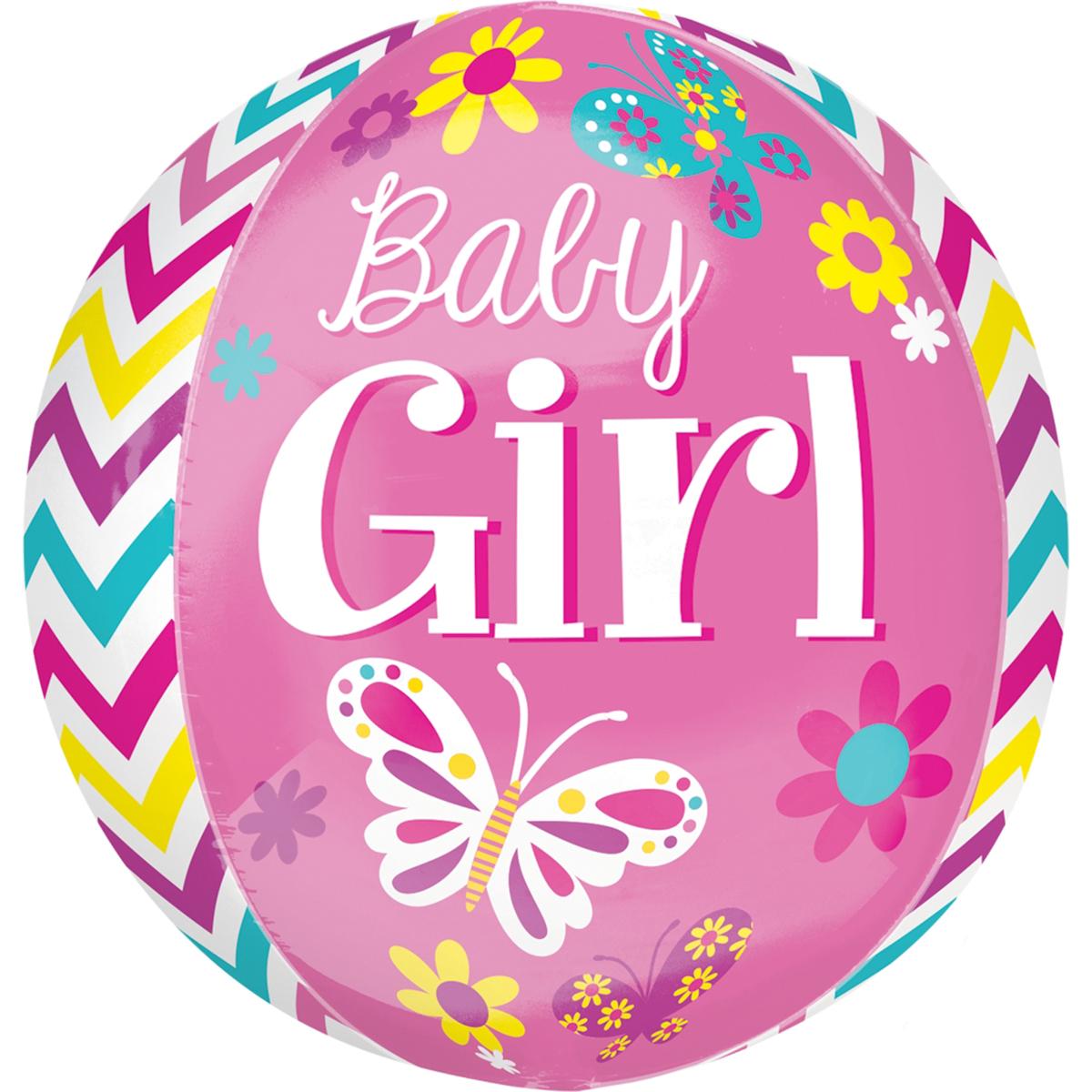 Beautiful Baby Girl Orbz Balloon 38x40cm Balloons & Streamers - Party Centre