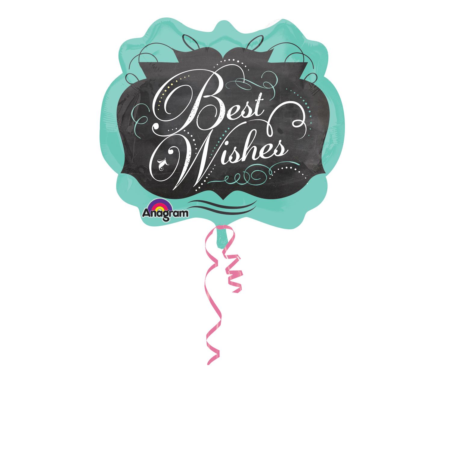 Chalkboard Best Wishes Foil Balloon 25 x 22in Balloons & Streamers - Party Centre