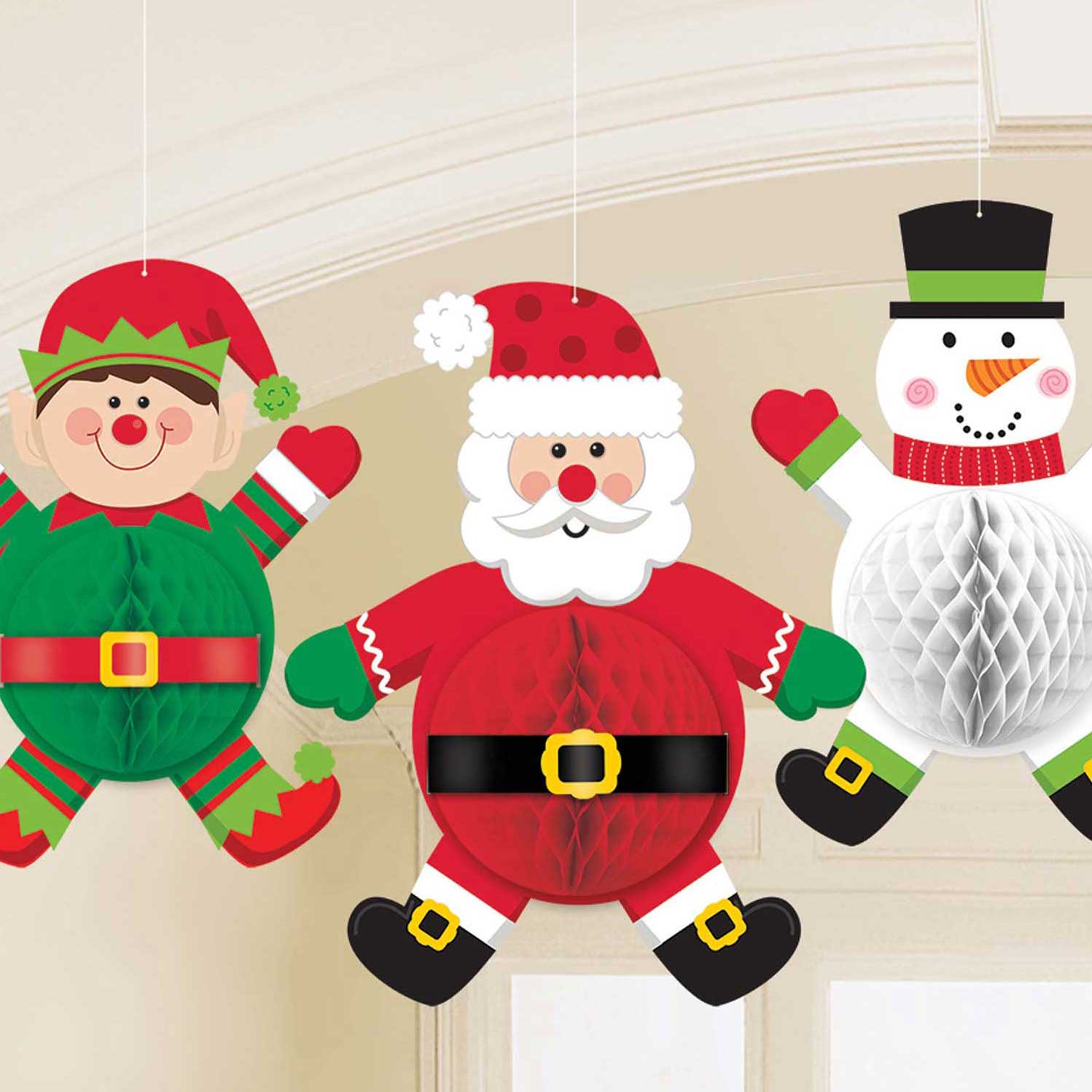 Christmas Characters Hanging Decoration 3pcs Decorations - Party Centre