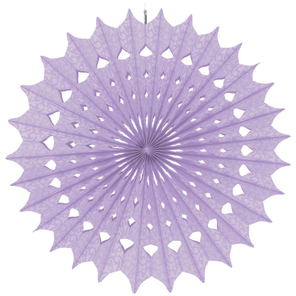Printed Purple Hanging Fan Decoration 16in Decorations - Party Centre