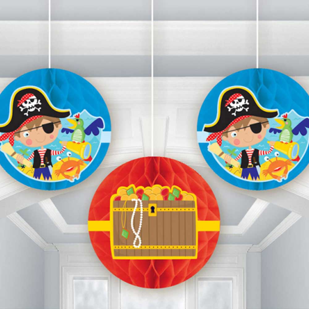 Little Pirate Honeycomb Balls 3pcs Decorations - Party Centre