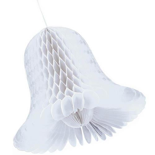 White Bridal Honeycomb Bell 15in Decorations - Party Centre