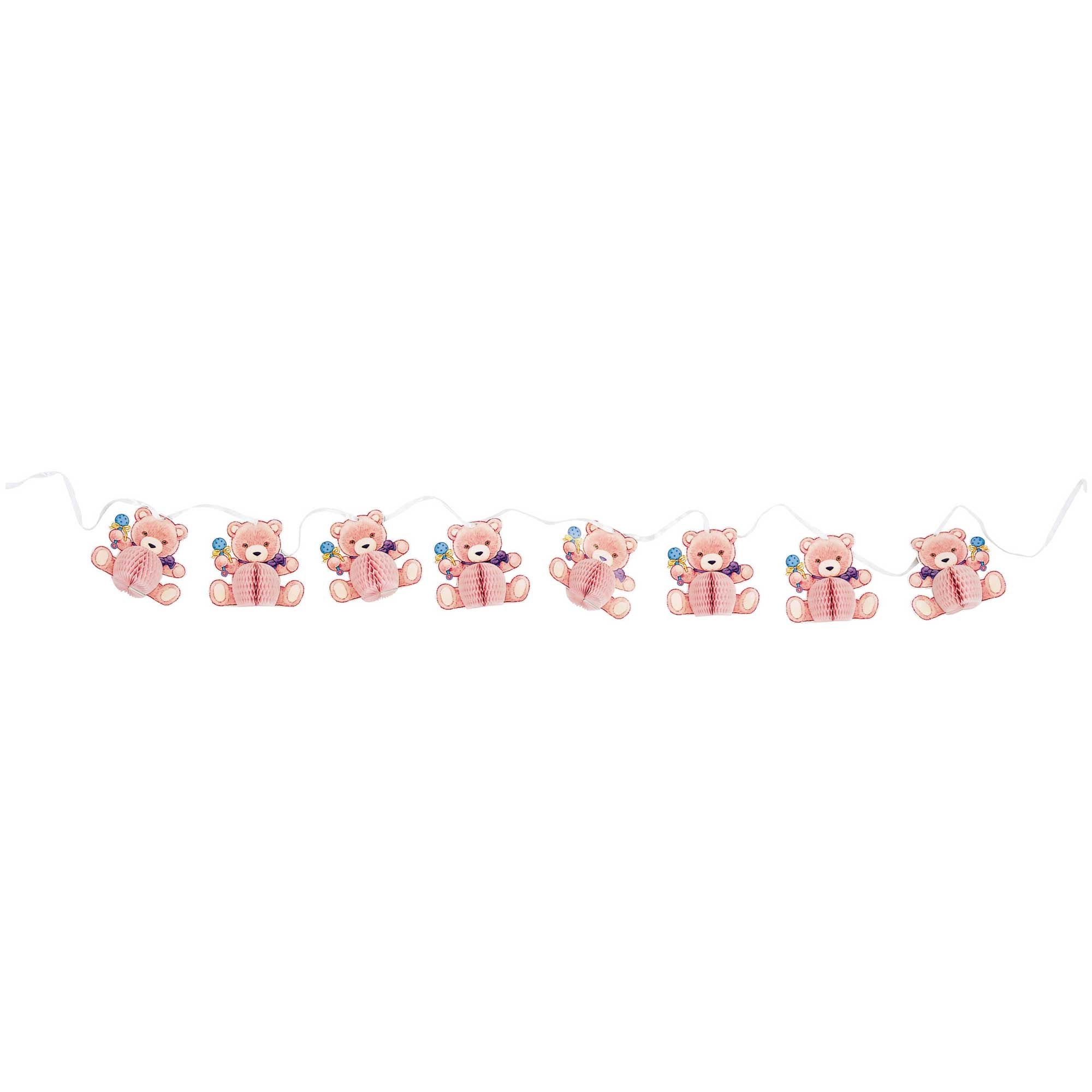 Pink Baby Bear Honeycomb Trimmer 12ft Decorations - Party Centre