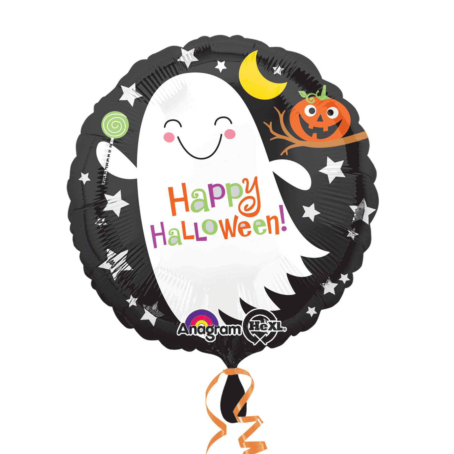 Ghost with Candy Foil Balloon 18in Balloons & Streamers - Party Centre