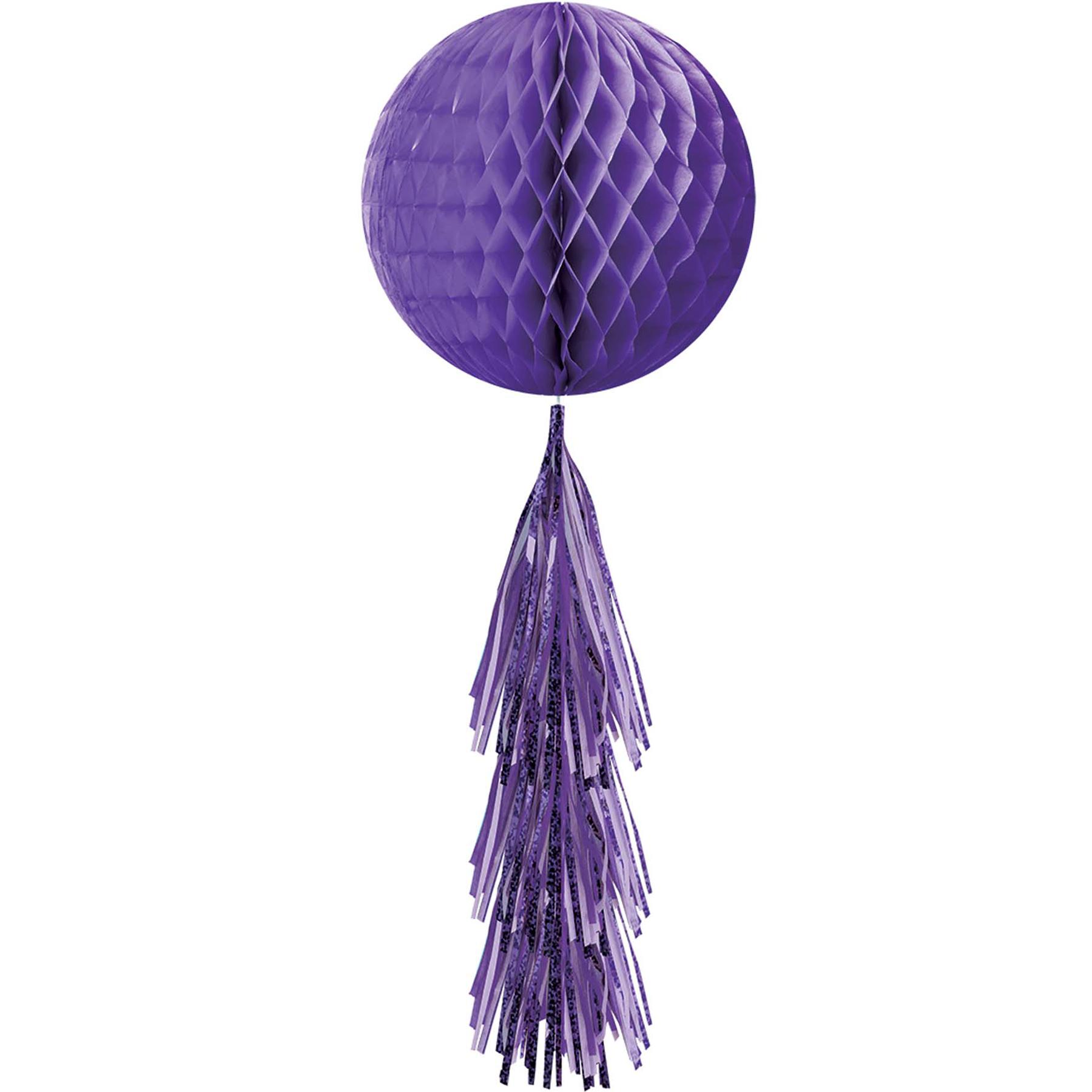 New Purple Honeycomb Ball With Foil Tail Decorations - Party Centre
