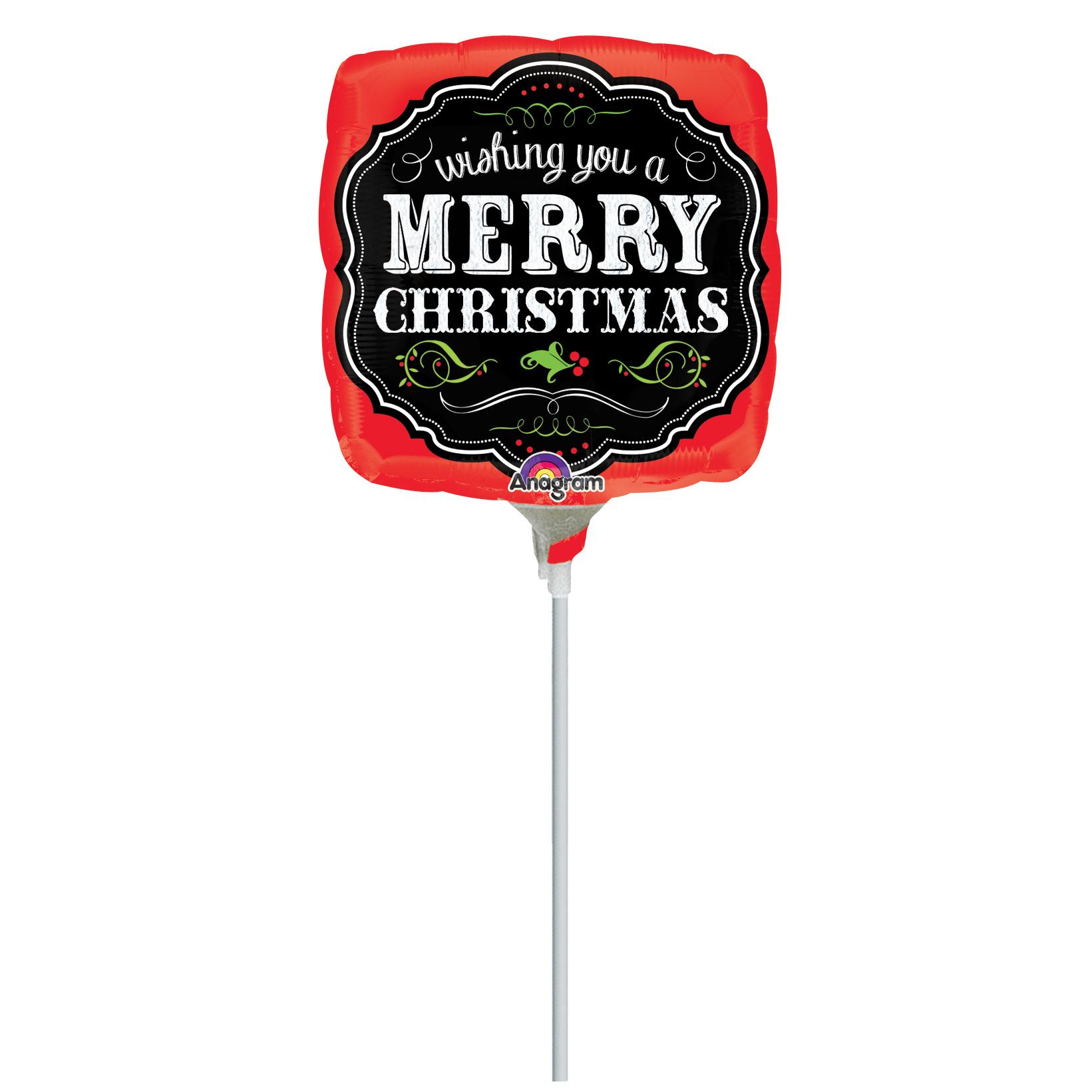 Merry Christmas Chalkboard Square Foil Balloon Balloons & Streamers - Party Centre