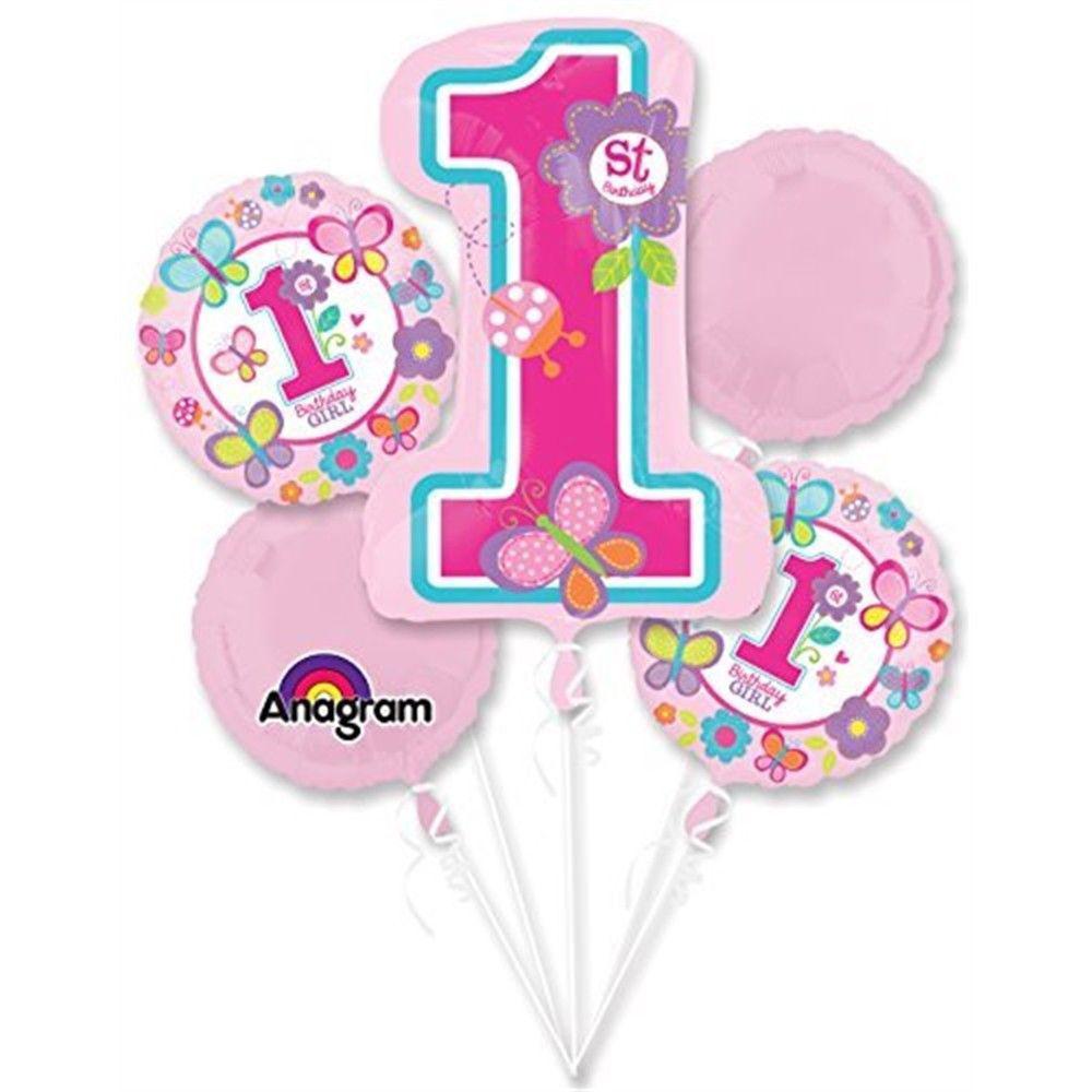 Sweet Birthday Girl Bouquet 5ct Balloons & Streamers - Party Centre
