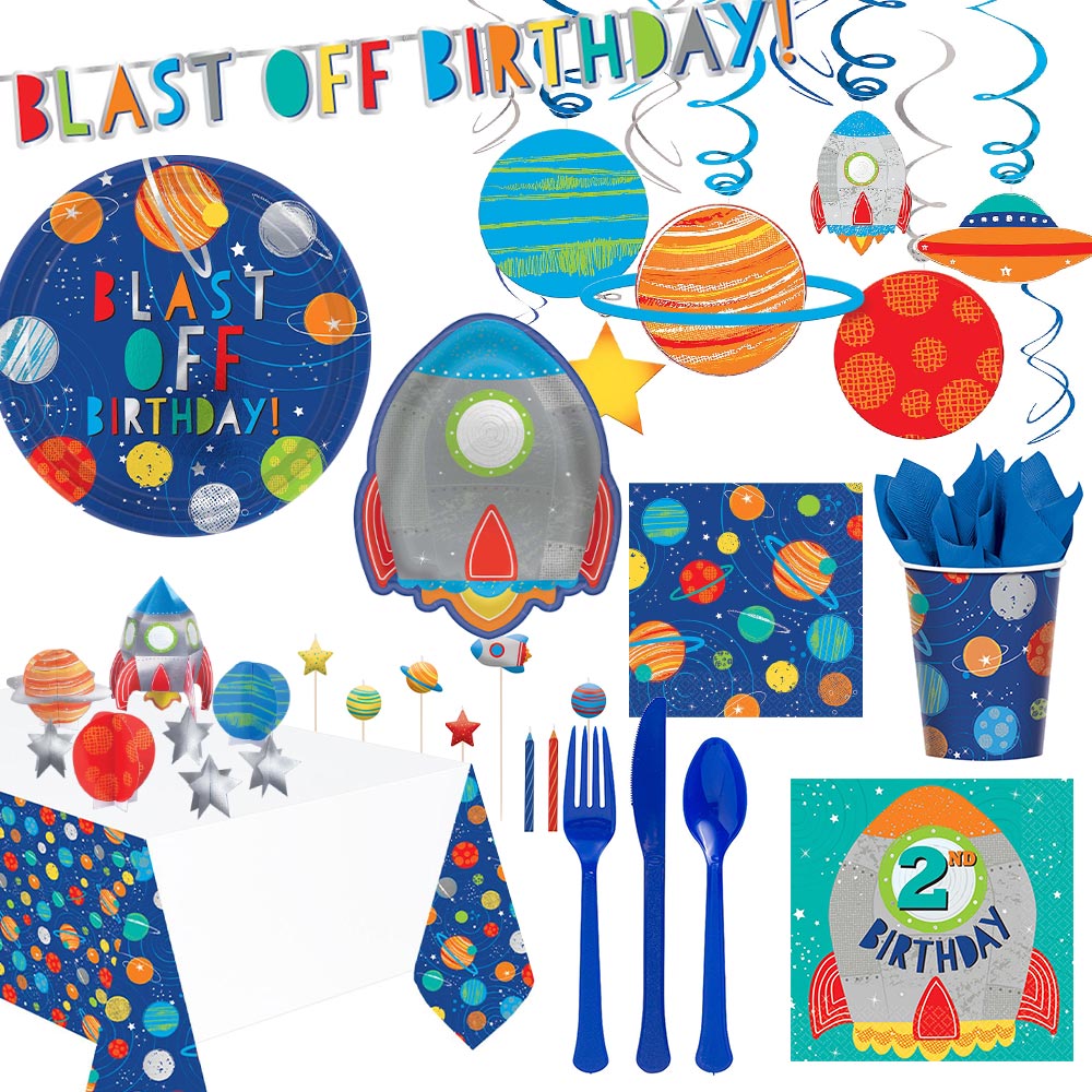 2nd Birthday Blast Off Party Kit For 8 People