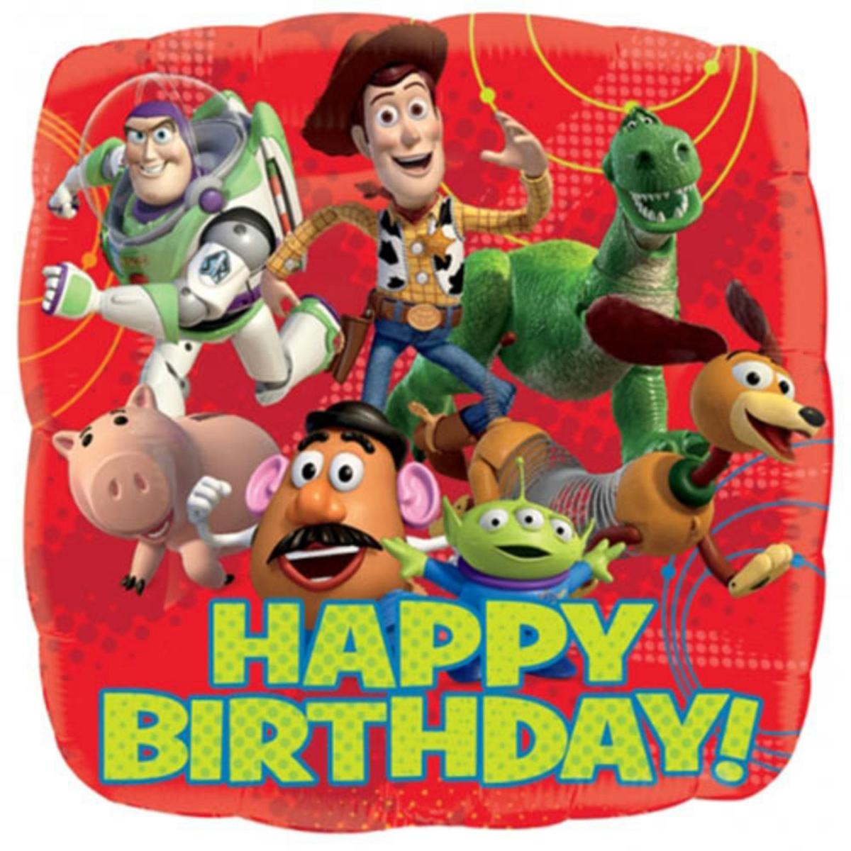 Toy Story Gang Happy Birthday Square Balloon 18in Balloons & Streamers - Party Centre