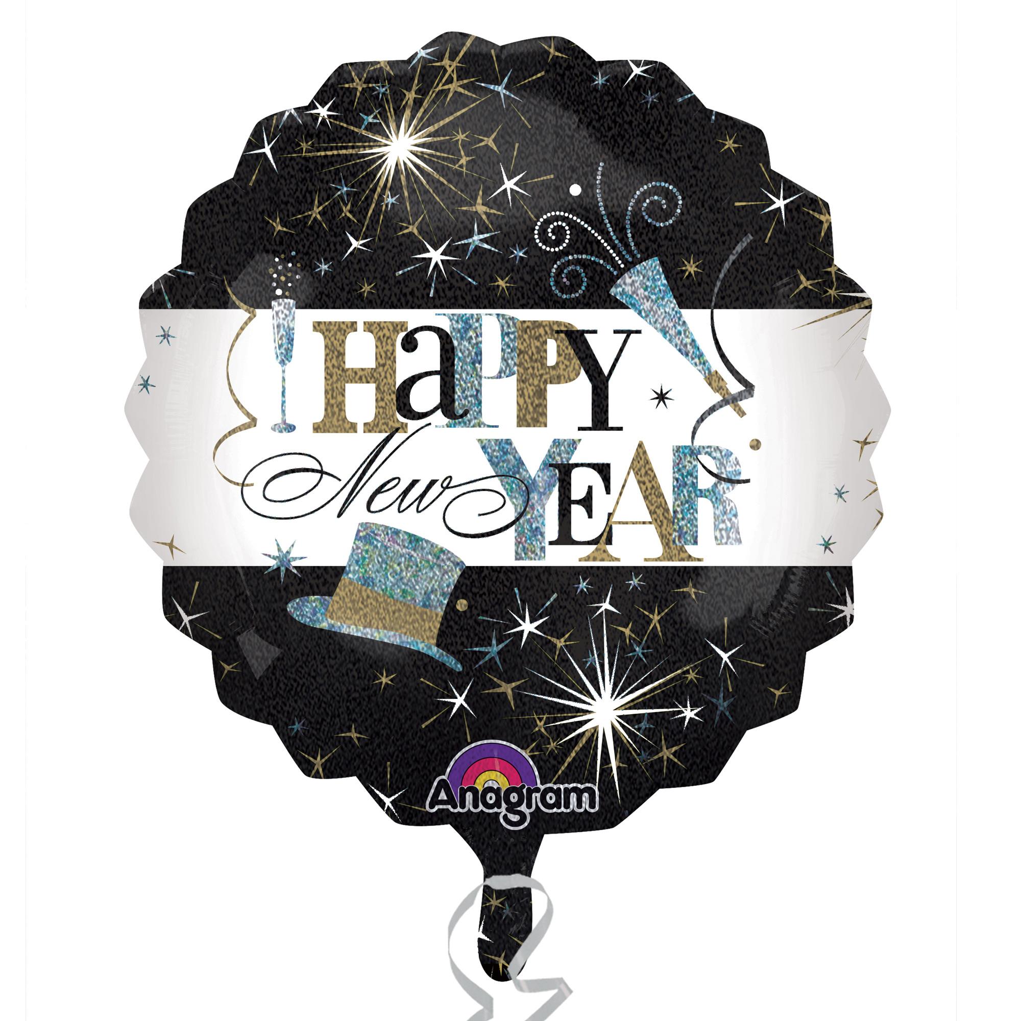Happy New Year Celebration Holographic Jumbo Balloon Balloons & Streamers - Party Centre
