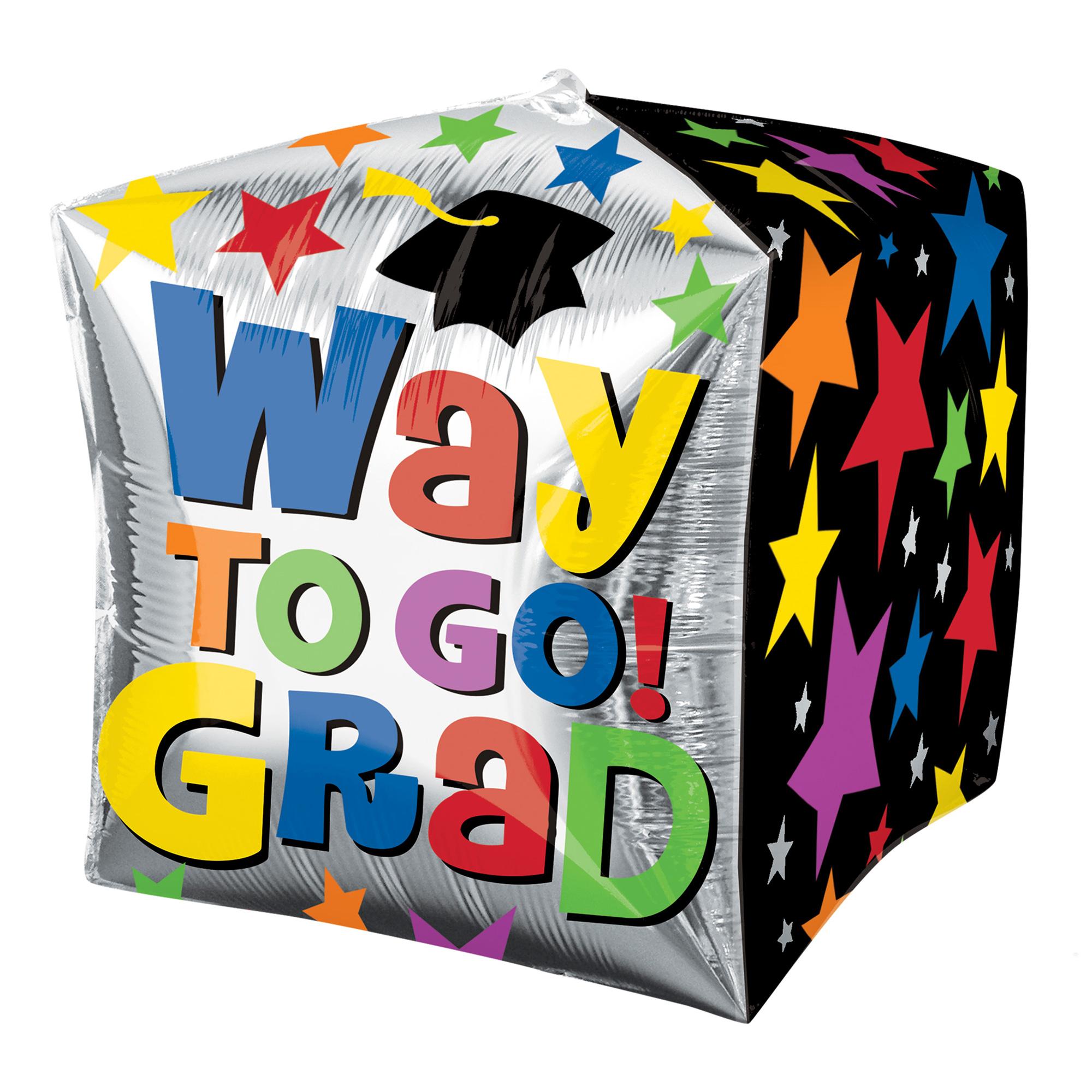 Way to Go Grad Stars Cubez Foil Balloon 15in Balloons & Streamers - Party Centre
