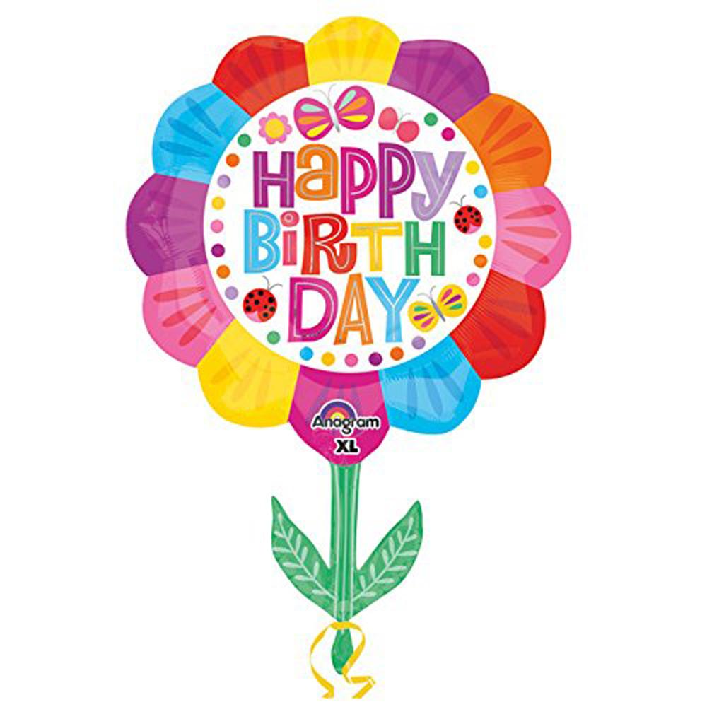Happy Birthday Flower SuperShape Balloon 21 x 29in Balloons & Streamers - Party Centre