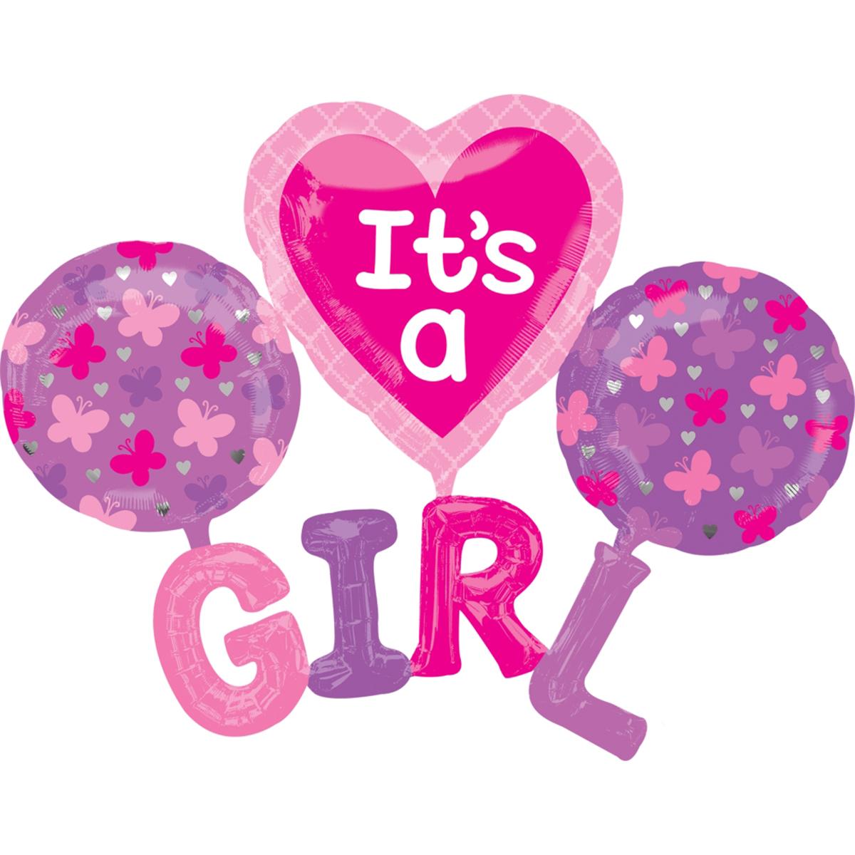 It's A Girl- Multi-Balloon Balloons & Streamers - Party Centre