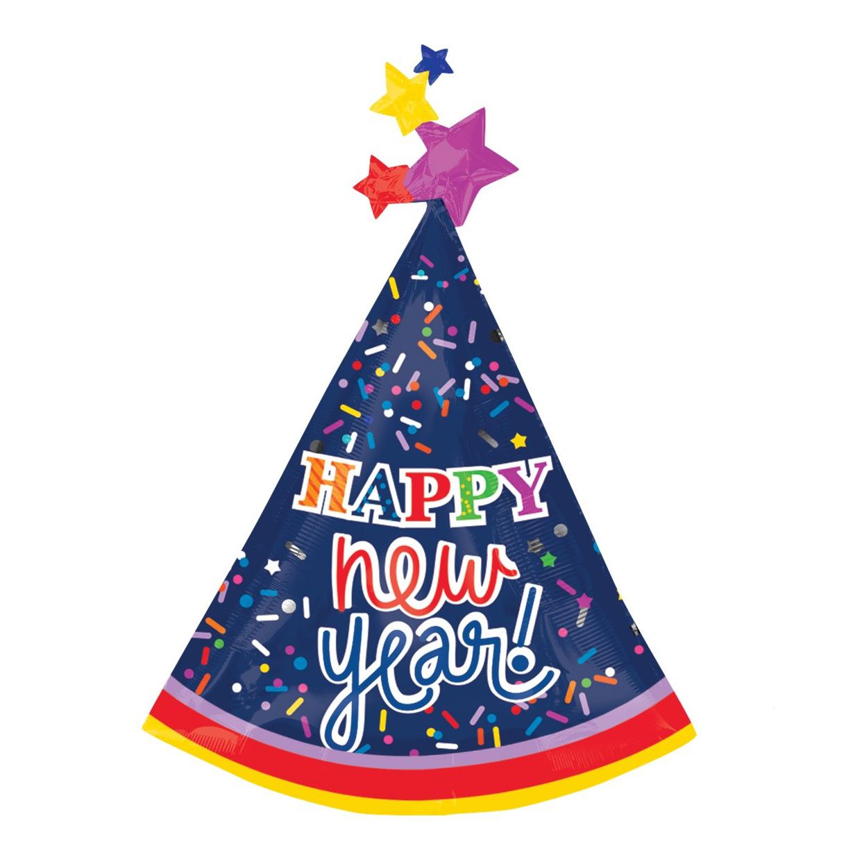 Happy New Year Party Hat SuperShape Balloon 27x36in Balloons & Streamers - Party Centre