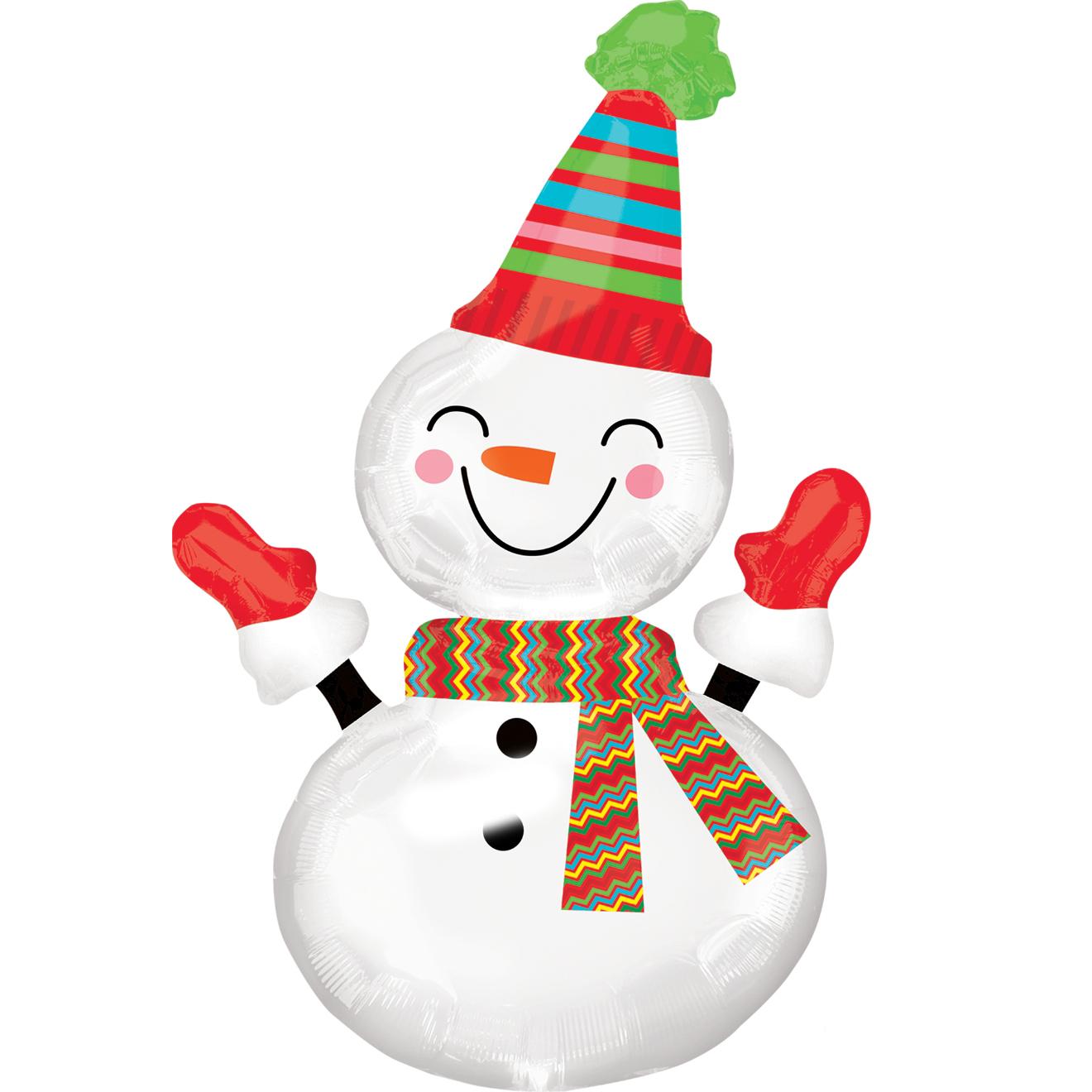 Smiley Snowman SuperShape Foil Balloon 24x35in Balloons & Streamers - Party Centre