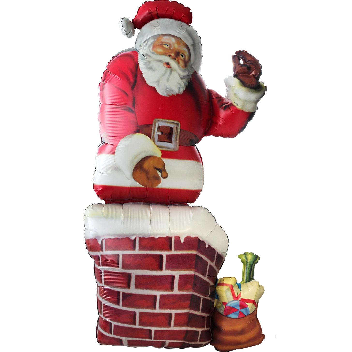 Santa & Chimney Giant Multi-Balloon 29x53in Balloons & Streamers - Party Centre