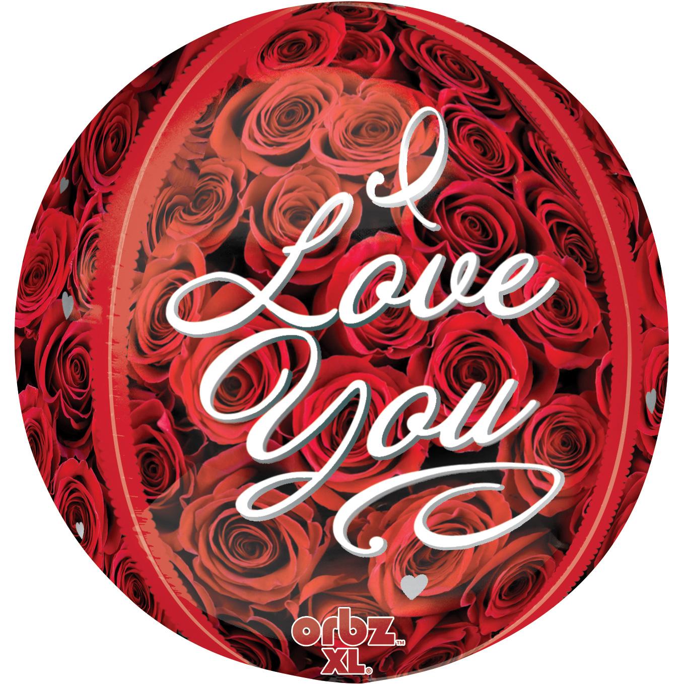 I Love You Roses Orbz Foil Balloon 38x40cm Balloons & Streamers - Party Centre