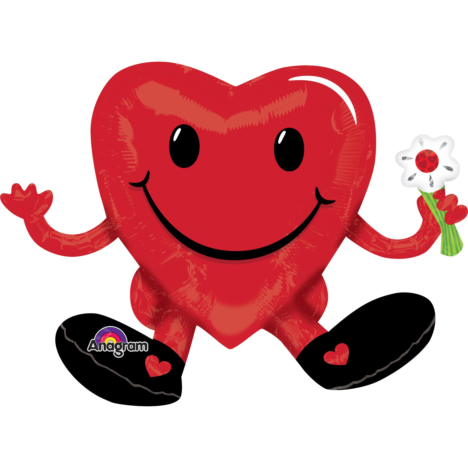 Sitting Smiley Heart Guy SuperShape Multi Balloon 20x13in Balloons & Streamers - Party Centre