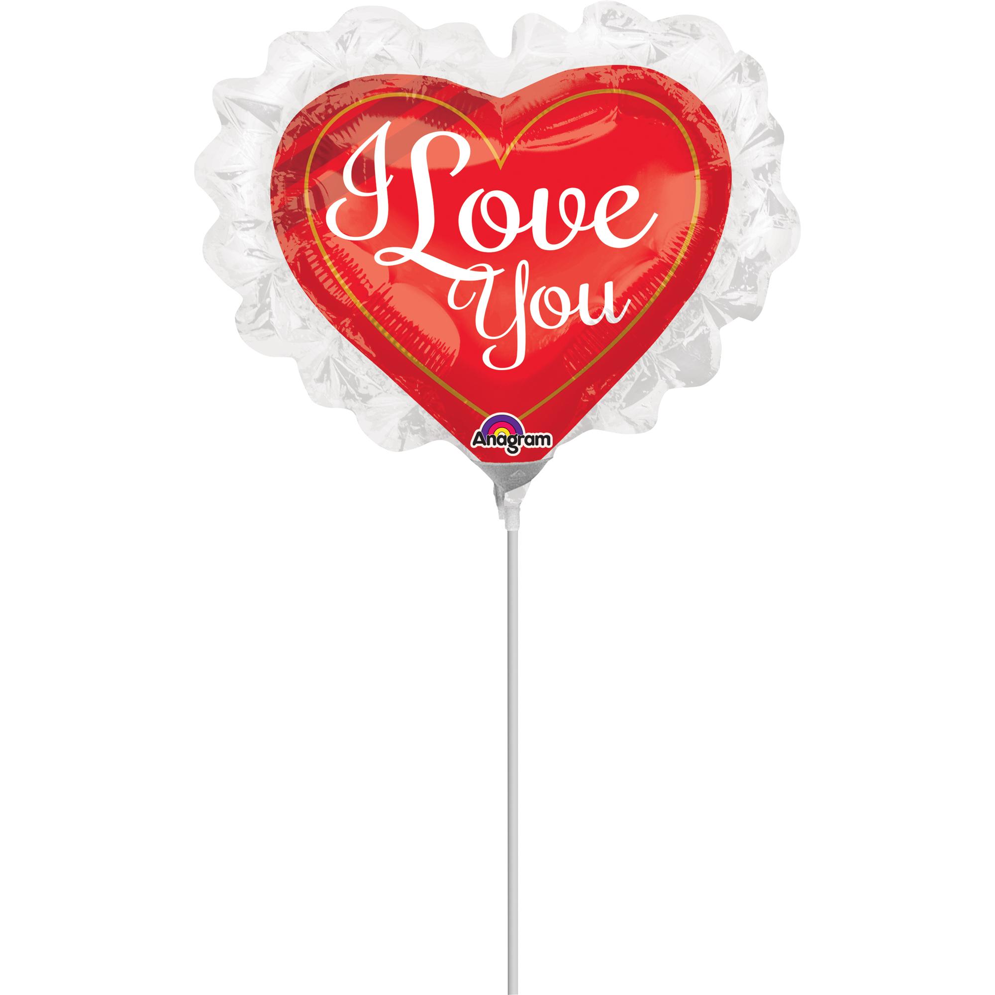 I Love You Ruffle Mini Heart Shape Foil Balloon Balloons & Streamers - Party Centre