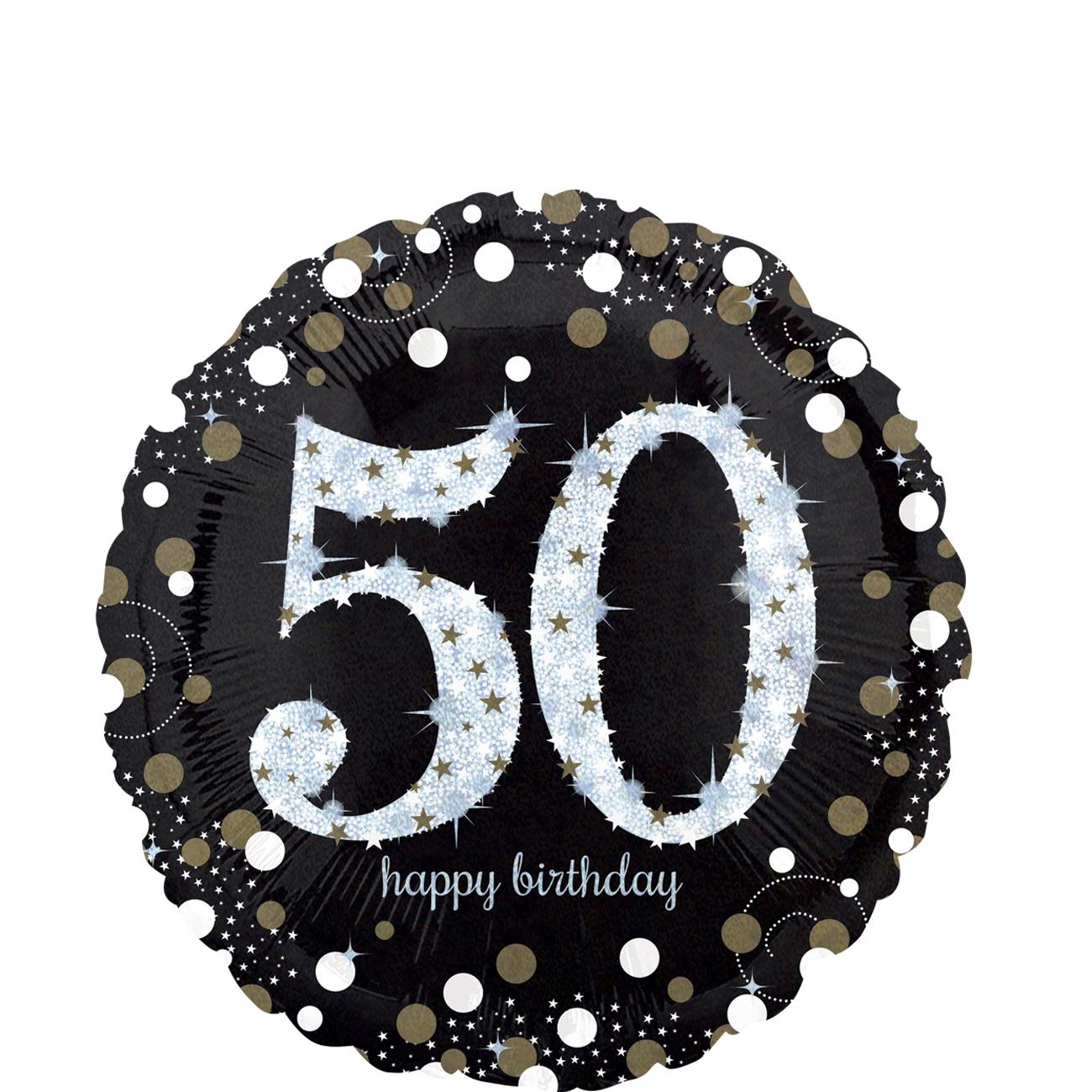 Sparkling Birthday 50 Holographic Foil Balloon 45cm Balloons & Streamers - Party Centre
