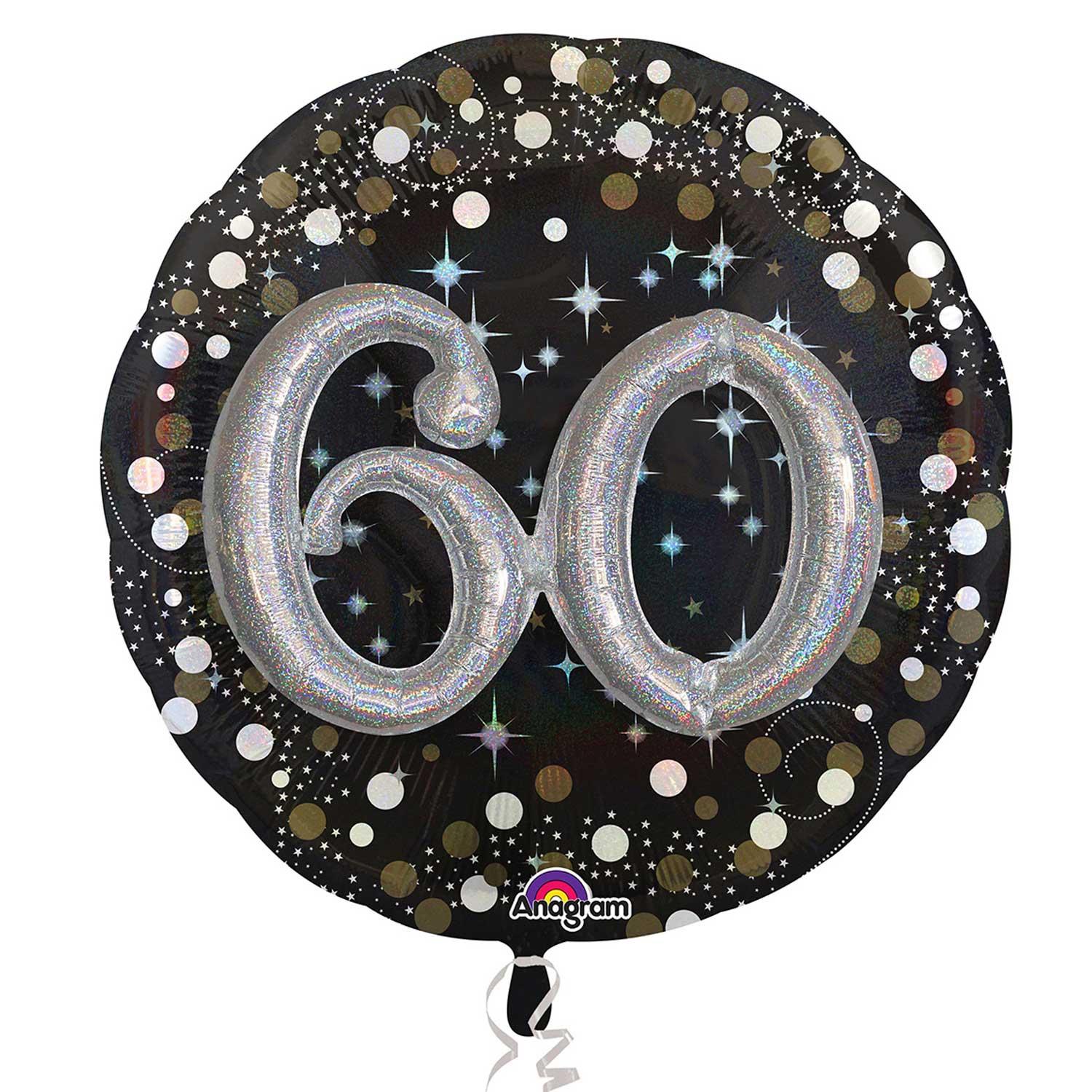 Sparkling 60 Birthday Multi Balloon 36in Balloons & Streamers - Party Centre