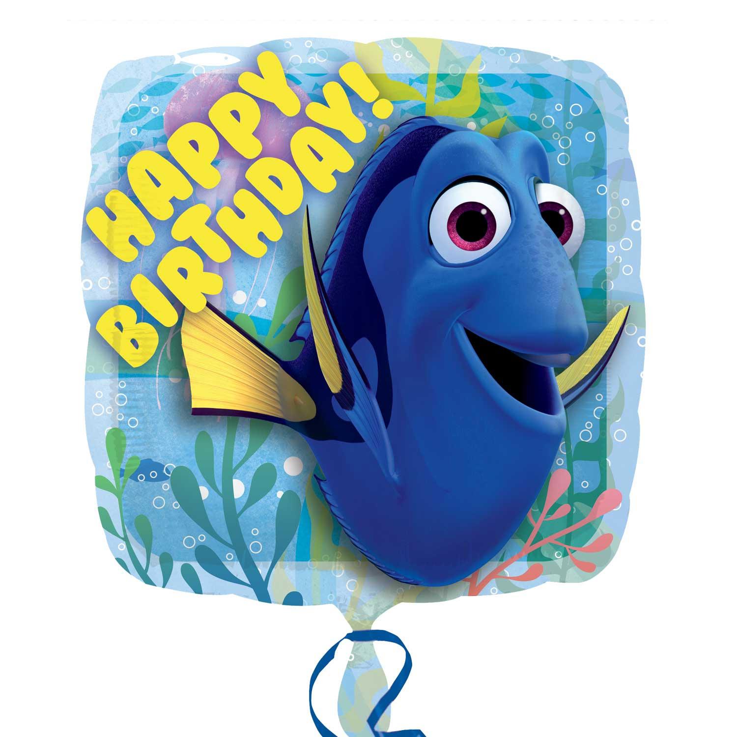 Finding Dory Happy Birthday Square Balloon 18in Balloons & Streamers - Party Centre