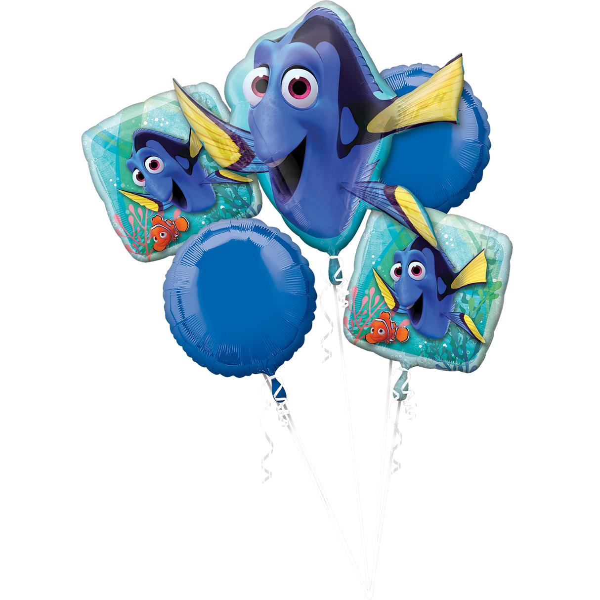 Finding Dory Balloon Bouquet 5pcs Balloons & Streamers - Party Centre