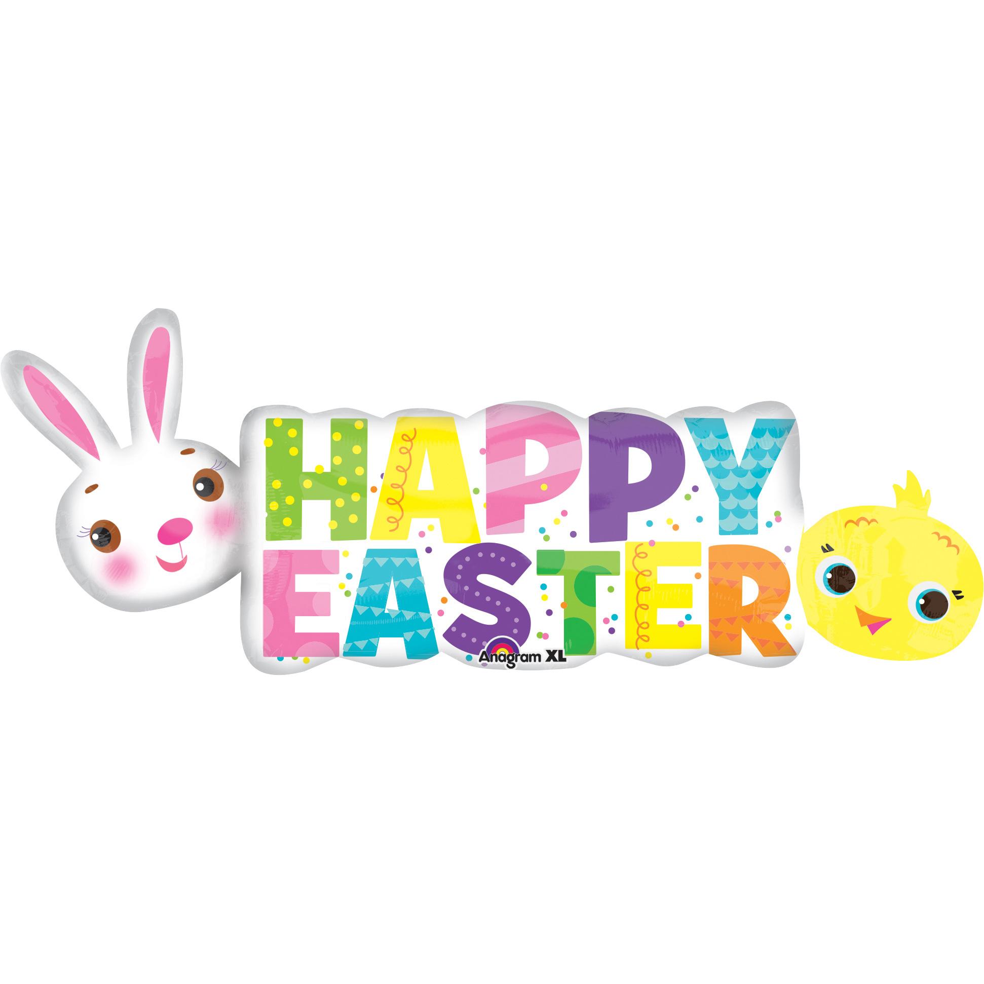 Happy Easter Banner SuperShape Balloon 44x16in Balloons & Streamers - Party Centre