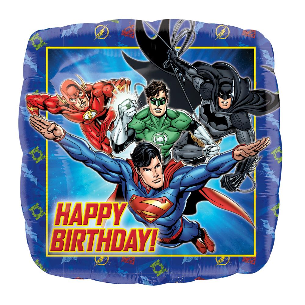 Justice League HBD Square Balloon 18in Balloons & Streamers - Party Centre