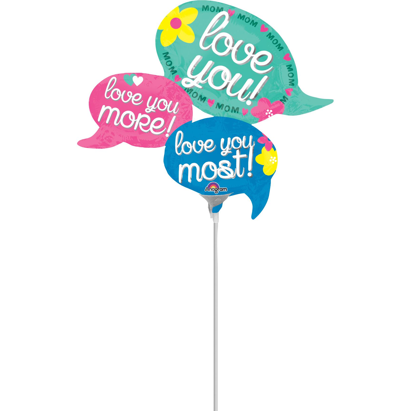 Love Mom Bubble Mini Shape Foil Balloon Balloons & Streamers - Party Centre