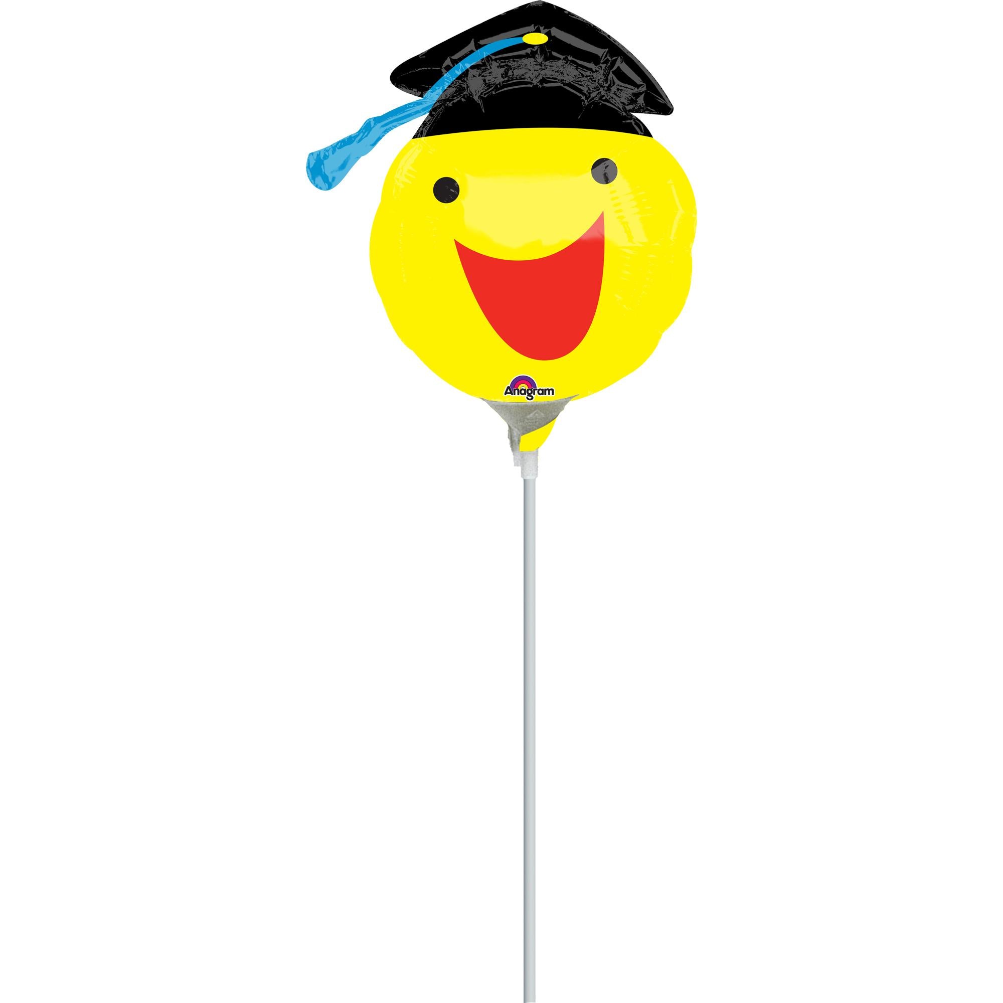 Happy Smiley Face Grad Mini Shape Foil Balloon Balloons & Streamers - Party Centre