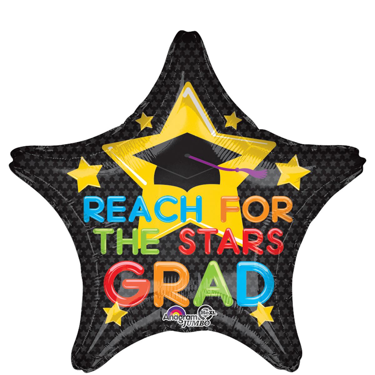 Reach for the Stars Grad Jumbo Foil Balloon 28in Balloons & Streamers - Party Centre