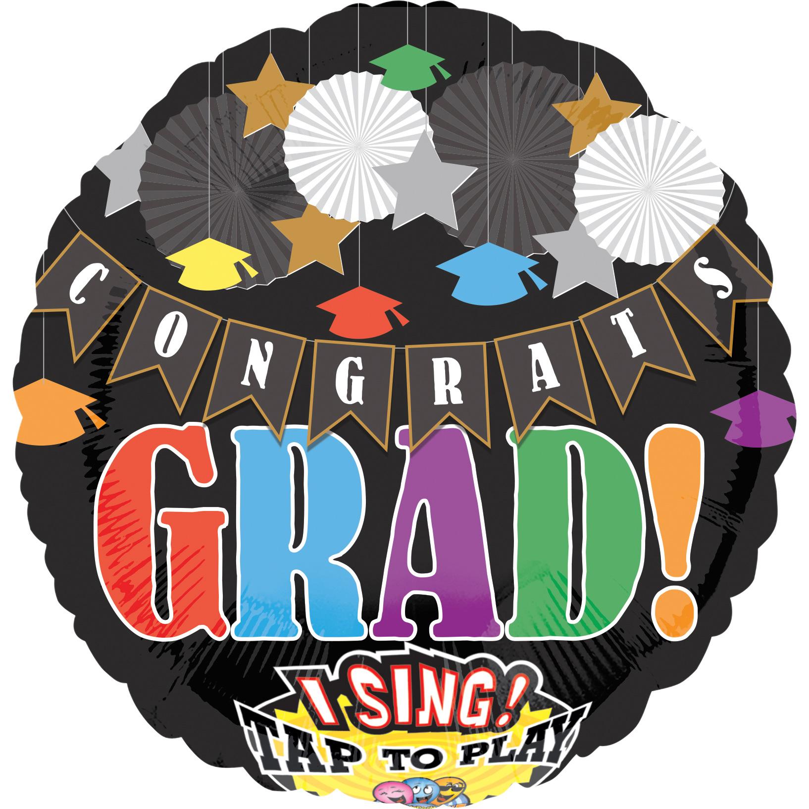Celebrate & Congrats Grad Sing-A-Tune Balloon 28in Balloons & Streamers - Party Centre