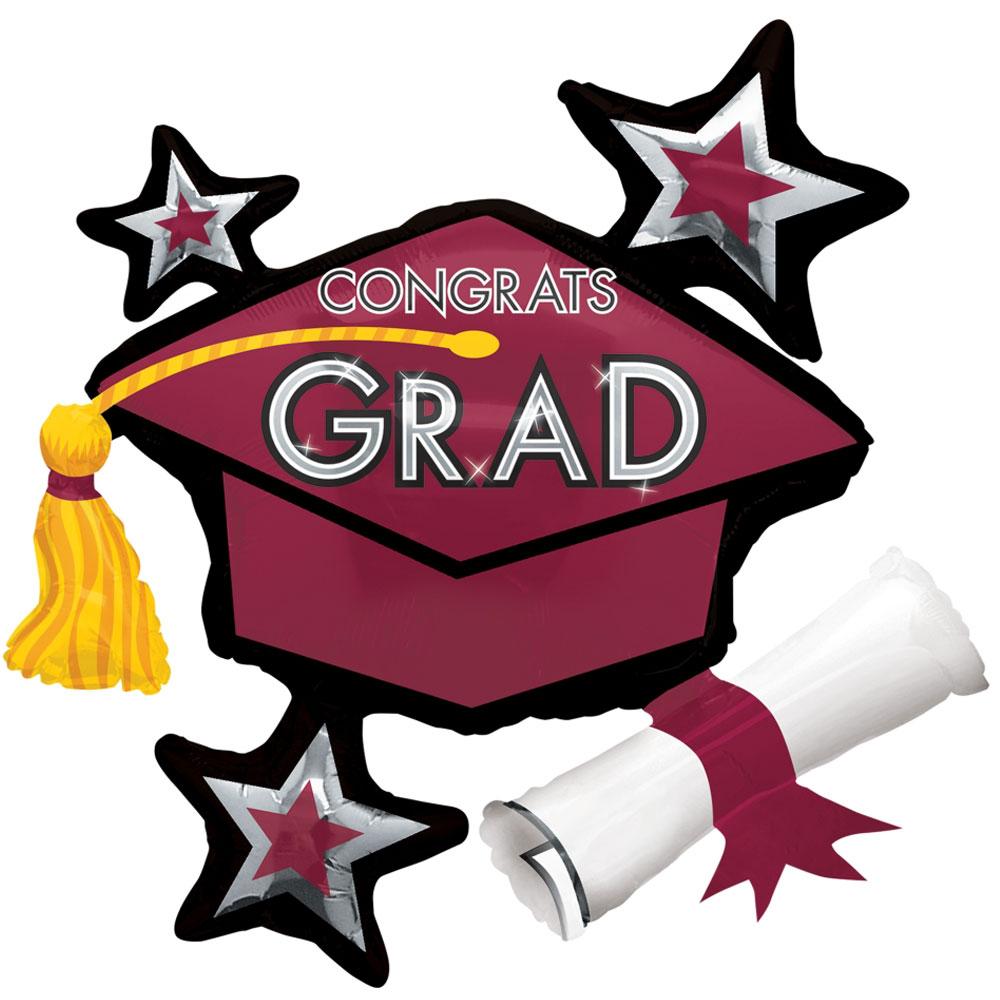Congrats Graduation Berry Cluster SuperShape Balloon 78x73cm Balloons & Streamers - Party Centre
