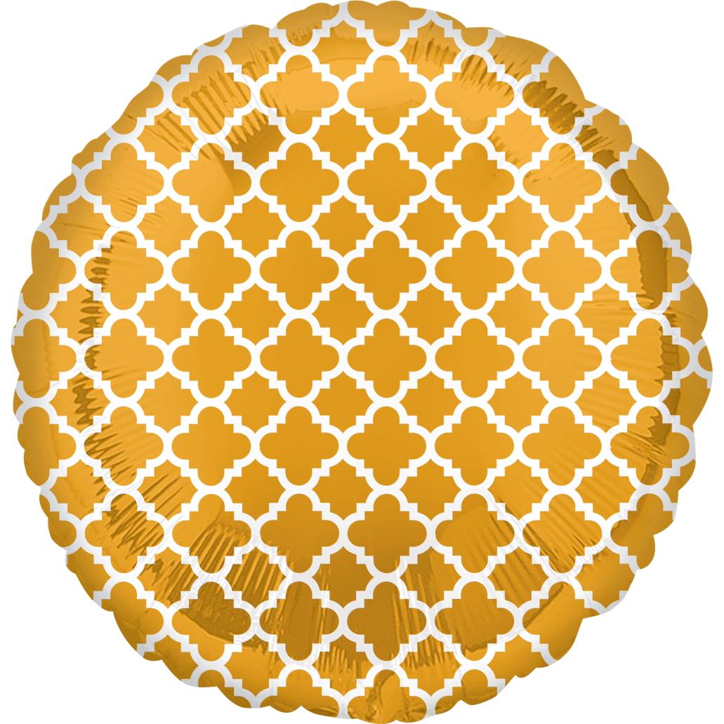Gold and White Quatrefoil Balloon 45cm Balloons & Streamers - Party Centre