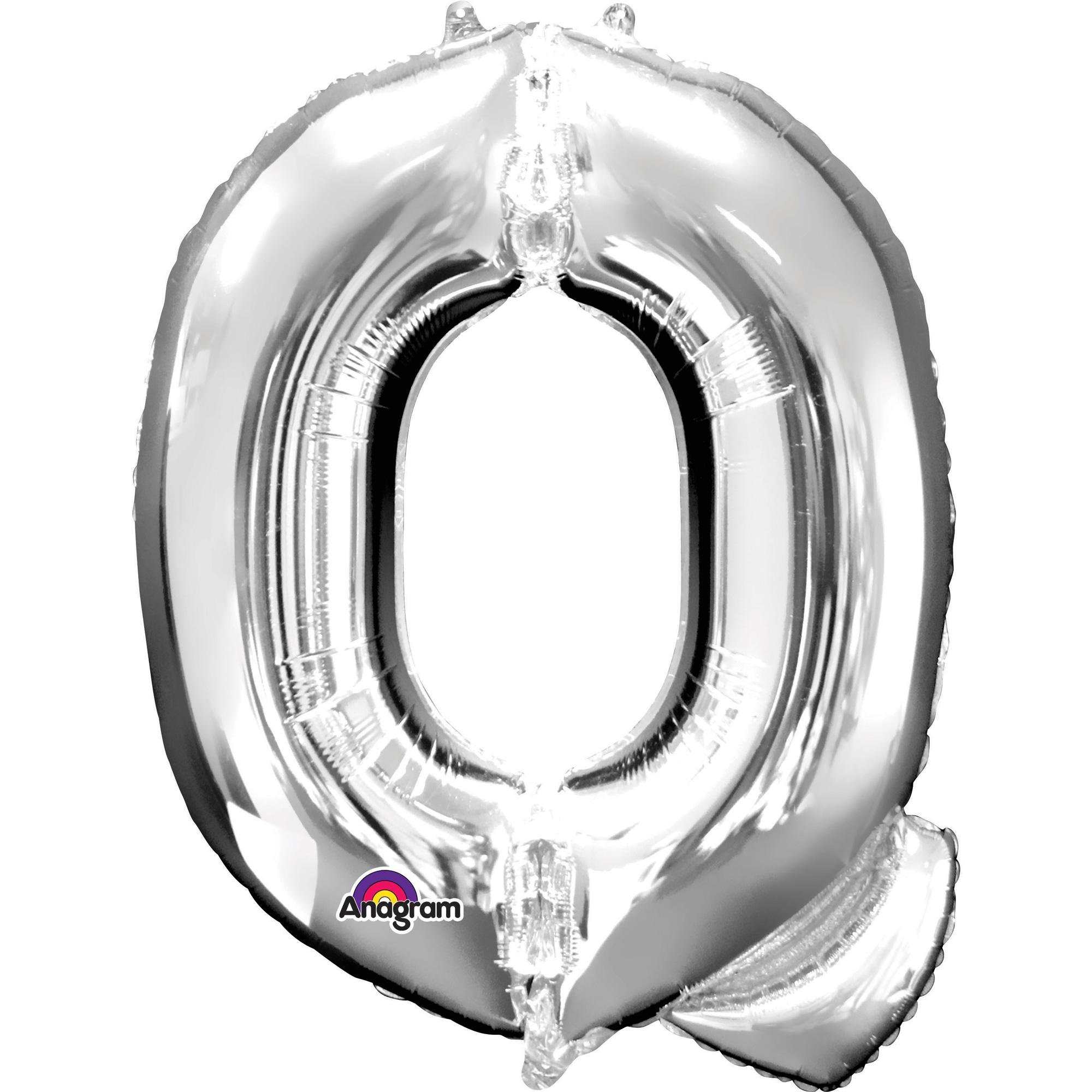 Letter Q Silver SuperShape Balloon 24x32in Balloons & Streamers - Party Centre